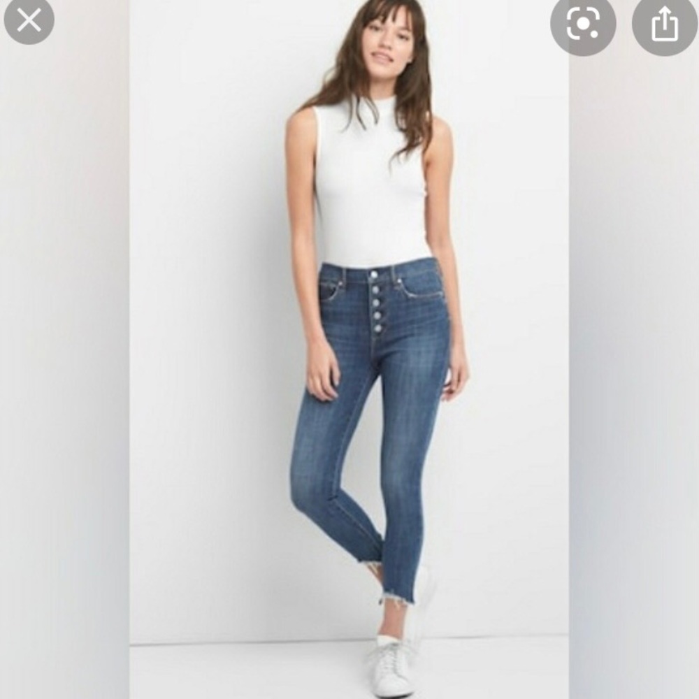 Gap High Rise True Skinny Jeans Button Fly 29 Tall